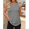imageZESICA Womens Summer Pleated Tank Top Sleeveless Crewneck Business Casual Loose Tops Shirts 2025 Fashion Clothes OutfitsGrey