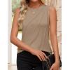 imageZESICA Womens Summer Pleated Tank Top Sleeveless Crewneck Business Casual Loose Tops Shirts 2025 Fashion Clothes OutfitsKhaki