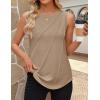 imageZESICA Womens Summer Pleated Tank Top Sleeveless Crewneck Business Casual Loose Tops Shirts 2025 Fashion Clothes OutfitsKhaki