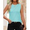imageZESICA Womens Summer Pleated Tank Top Sleeveless Crewneck Business Casual Loose Tops Shirts 2025 Fashion Clothes OutfitsLakegreen