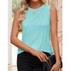 imageZESICA Womens Summer Pleated Tank Top Sleeveless Crewneck Business Casual Loose Tops Shirts 2025 Fashion Clothes OutfitsLakegreen