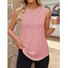 imageZESICA Womens Summer Pleated Tank Top Sleeveless Crewneck Business Casual Loose Tops Shirts 2025 Fashion Clothes OutfitsPink