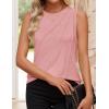 imageZESICA Womens Summer Pleated Tank Top Sleeveless Crewneck Business Casual Loose Tops Shirts 2025 Fashion Clothes OutfitsPink