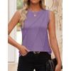 imageZESICA Womens Summer Pleated Tank Top Sleeveless Crewneck Business Casual Loose Tops Shirts 2025 Fashion Clothes OutfitsPurple
