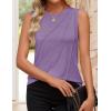 imageZESICA Womens Summer Pleated Tank Top Sleeveless Crewneck Business Casual Loose Tops Shirts 2025 Fashion Clothes OutfitsPurple