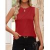 imageZESICA Womens Summer Pleated Tank Top Sleeveless Crewneck Business Casual Loose Tops Shirts 2025 Fashion Clothes OutfitsRed