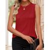 imageZESICA Womens Summer Pleated Tank Top Sleeveless Crewneck Business Casual Loose Tops Shirts 2025 Fashion Clothes OutfitsRed