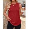imageZESICA Womens Summer Pleated Tank Top Sleeveless Crewneck Business Casual Loose Tops Shirts 2025 Fashion Clothes OutfitsRed