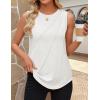 imageZESICA Womens Summer Pleated Tank Top Sleeveless Crewneck Business Casual Loose Tops Shirts 2025 Fashion Clothes OutfitsWhite