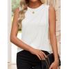 imageZESICA Womens Summer Pleated Tank Top Sleeveless Crewneck Business Casual Loose Tops Shirts 2025 Fashion Clothes OutfitsWhite