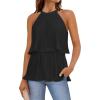 imageZESICA Womens Summer Halter Tank Tops Casual Sleeveless Ruffle Tiered Layered Chiffon Flowy Blouse ShirtsBlack