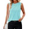 imageZESICA Womens Summer Pleated Tank Top Sleeveless Crewneck Business Casual Loose Tops Shirts 2025 Fashion Clothes OutfitsLakegreen