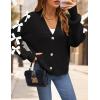 imageZESICA Fall Bow Cardigans for Women Trendy 2025 Casual Long Sleeve Button V Neck Knit Sweater Outerwear CoatsBlack