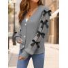 imageZESICA Fall Bow Cardigans for Women Trendy 2025 Casual Long Sleeve Button V Neck Knit Sweater Outerwear CoatsGray