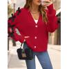 imageZESICA Fall Bow Cardigans for Women Trendy 2025 Casual Long Sleeve Button V Neck Knit Sweater Outerwear CoatsRed