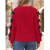imageZESICA Fall Bow Cardigans for Women Trendy 2025 Casual Long Sleeve Button V Neck Knit Sweater Outerwear CoatsRed