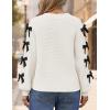 imageZESICA Fall Bow Cardigans for Women Trendy 2025 Casual Long Sleeve Button V Neck Knit Sweater Outerwear CoatsWhite