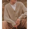 imageZESICA Womens 2025 Fall Casual Long Sleeve Cardigan V Neck Button Down Open Front Knit Loose Oversized Sweater CoatKhaki