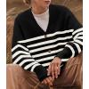imageZESICA Womens 2025 Fall Casual Long Sleeve Cardigan V Neck Button Down Open Front Knit Loose Oversized Sweater CoatStriped