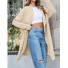 imageZESICA Womens Casual Lapel Cardigan Long Sleeve Open Front Irregular Hem Soft Knitted Sweater Coat with PocketsBeige