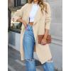 imageZESICA Womens Casual Lapel Cardigan Long Sleeve Open Front Irregular Hem Soft Knitted Sweater Coat with PocketsBeige