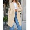 imageZESICA Womens Casual Lapel Cardigan Long Sleeve Open Front Irregular Hem Soft Knitted Sweater Coat with PocketsBeige