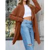imageZESICA Womens Casual Lapel Cardigan Long Sleeve Open Front Irregular Hem Soft Knitted Sweater Coat with PocketsCaramel
