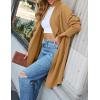 imageZESICA Womens Casual Lapel Cardigan Long Sleeve Open Front Irregular Hem Soft Knitted Sweater Coat with PocketsKhaki