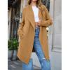 imageZESICA Womens Casual Lapel Cardigan Long Sleeve Open Front Irregular Hem Soft Knitted Sweater Coat with PocketsKhaki