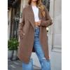 imageZESICA Womens Casual Lapel Cardigan Long Sleeve Open Front Irregular Hem Soft Knitted Sweater Coat with PocketsMocha