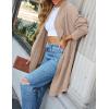 imageZESICA Womens Casual Lapel Cardigan Long Sleeve Open Front Irregular Hem Soft Knitted Sweater Coat with PocketsOats