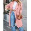 imageZESICA Womens Casual Lapel Cardigan Long Sleeve Open Front Irregular Hem Soft Knitted Sweater Coat with PocketsPink