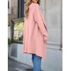 imageZESICA Womens Casual Lapel Cardigan Long Sleeve Open Front Irregular Hem Soft Knitted Sweater Coat with PocketsPink