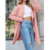 imageZESICA Womens Casual Lapel Cardigan Long Sleeve Open Front Irregular Hem Soft Knitted Sweater Coat with PocketsPink