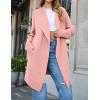 imageZESICA Womens Casual Lapel Cardigan Long Sleeve Open Front Irregular Hem Soft Knitted Sweater Coat with PocketsPink