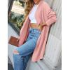 imageZESICA Womens Casual Lapel Cardigan Long Sleeve Open Front Irregular Hem Soft Knitted Sweater Coat with PocketsPink