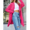 imageZESICA Womens Casual Lapel Cardigan Long Sleeve Open Front Irregular Hem Soft Knitted Sweater Coat with PocketsRose