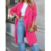 imageZESICA Womens Casual Lapel Cardigan Long Sleeve Open Front Irregular Hem Soft Knitted Sweater Coat with PocketsRose