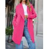 imageZESICA Womens Casual Lapel Cardigan Long Sleeve Open Front Irregular Hem Soft Knitted Sweater Coat with PocketsRose