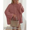imageZESICA Womens Fall 2025 Cardigan Sweaters Long Sleeve Button Down Oversized Soft Knit Winter Coats Trendy OuterwearDustypink