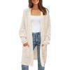 imageZESICA Womens Fall 2025 Long Batwing Sleeve Open Front Chunky Knit Cardigan SweaterBapricot
