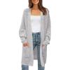 imageZESICA Womens Fall 2025 Long Batwing Sleeve Open Front Chunky Knit Cardigan SweaterBlightgrey