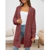 imageZESICA Womens Fall 2025 Long Batwing Sleeve Open Front Chunky Knit Cardigan SweaterBrickred