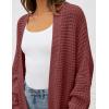 imageZESICA Womens Fall 2025 Long Batwing Sleeve Open Front Chunky Knit Cardigan SweaterBrickred
