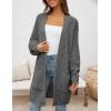 imageZESICA Womens Fall 2025 Long Batwing Sleeve Open Front Chunky Knit Cardigan SweaterDarkgrey