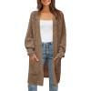 imageZESICA Womens Fall 2025 Long Batwing Sleeve Open Front Chunky Knit Cardigan SweaterKhaki