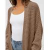 imageZESICA Womens Fall 2025 Long Batwing Sleeve Open Front Chunky Knit Cardigan SweaterKhaki