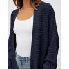 imageZESICA Womens Fall 2025 Long Batwing Sleeve Open Front Chunky Knit Cardigan SweaterNavy