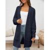 imageZESICA Womens Fall 2025 Long Batwing Sleeve Open Front Chunky Knit Cardigan SweaterNavy