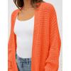 imageZESICA Womens Fall 2025 Long Batwing Sleeve Open Front Chunky Knit Cardigan SweaterOrange